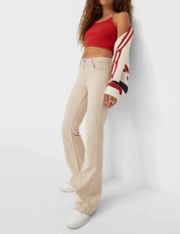 Pantaloni Stradivarius, bej, 42 Crem