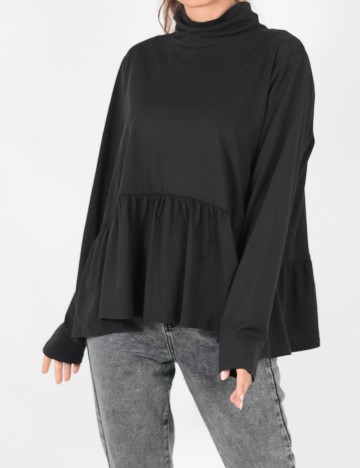Bluza Pieces Plus Size, negru