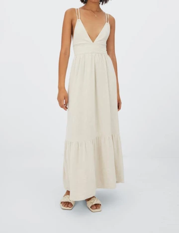 Rochie lunga Stradivarius, crem, L Crem