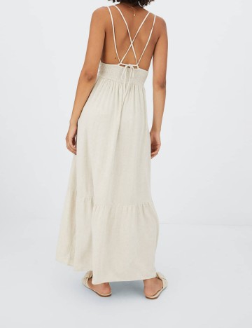 Rochie lunga Stradivarius, crem, L