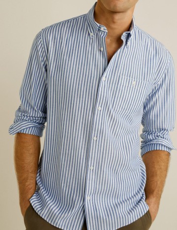 Camasa regular fit din bumbac cu dungi, bleumarin inchis, XXS