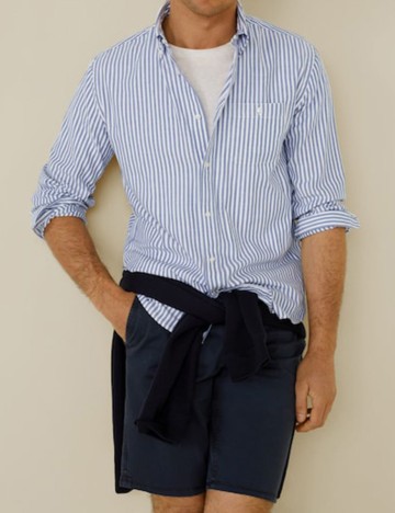Camasa regular fit din bumbac cu dungi, bleumarin inchis, XXS