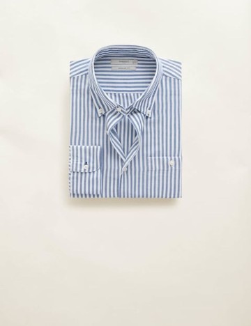 Camasa regular fit din bumbac cu dungi, bleumarin inchis, XXS