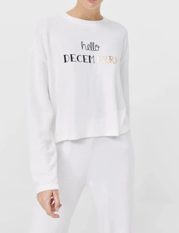 Bluza Stradivarius, alb, S