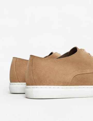Pantofi sport din piele intoarsa cu sireturi, nisipiu, 40