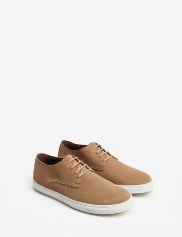 Pantofi sport din piele intoarsa cu sireturi, nisipiu, 40