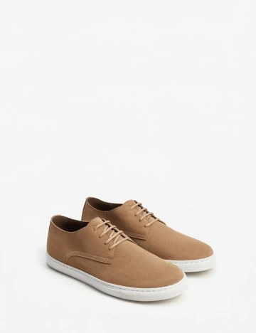Pantofi sport din piele intoarsa cu sireturi, nisipiu, 40