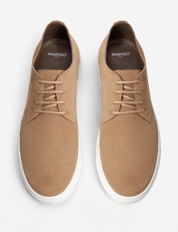Pantofi sport din piele intoarsa cu sireturi, nisipiu, 40