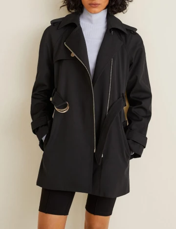 Impermeabil cu fermoar, negru, XS