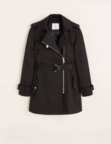 Impermeabil cu fermoar, negru, XS