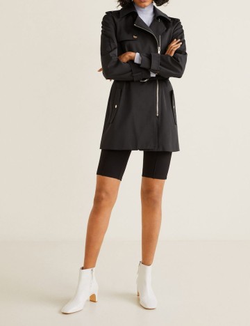 Impermeabil cu fermoar, negru, XS