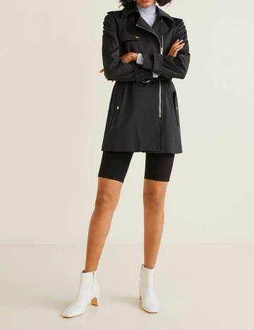 Impermeabil cu fermoar, negru, XS