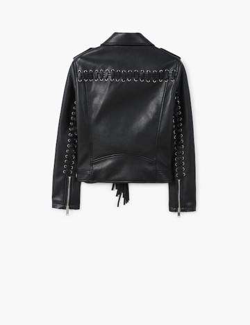Geaca biker cu franjuri, negru, S