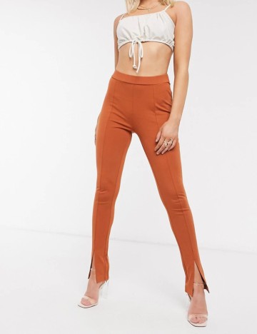 Pantaloni NA-KD, caramiziu, S