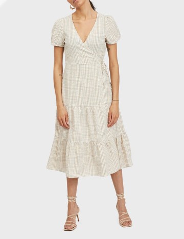 Rochie medie Vila, crem, 40