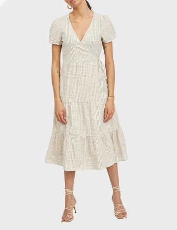 Rochie medie Vila, crem, 40 Crem