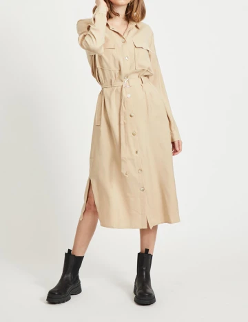 Rochie medie Vila, bej, 36