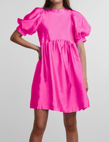 Rochie scurta Pieces, roz neon, L