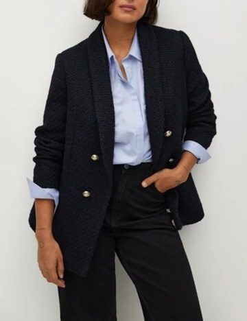 Palton Mango Violeta, bleumarin, XXL Albastru