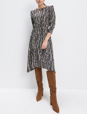 Rochie medie Mohito, crem/negru, XL