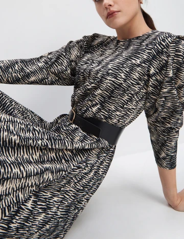 Rochie medie Mohito, crem/negru, XL Crem