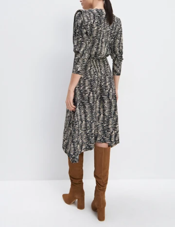 Rochie medie Mohito, crem/negru, XL Crem