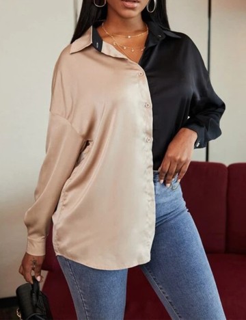 Camasa SHEIN, negru/bej, XL