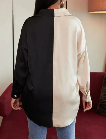 Camasa SHEIN, negru/bej, XL Negru
