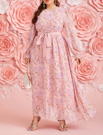 Rochie lunga SHEIN CURVE, floral, 3XL