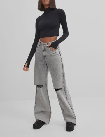 Top Bershka, negru, S