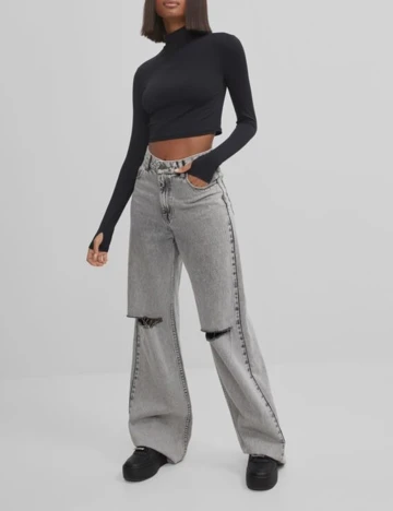 Top Bershka, negru, S Negru