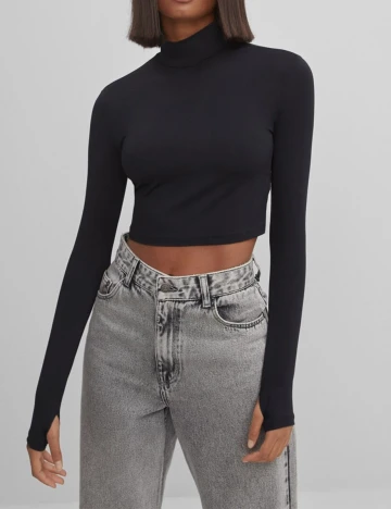 Top Bershka, negru, S Negru