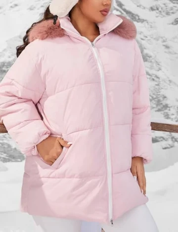 Geaca SHEIN CURVE, roz, 4XL