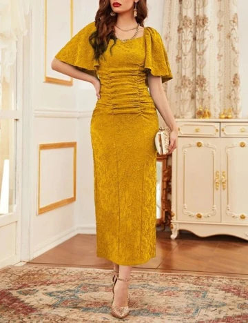 Rochie lunga SHEIN, mustar, S Galben