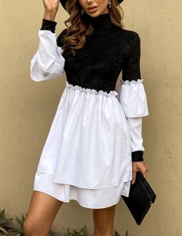 Rochie scurta Miss ord, alb-negru, S