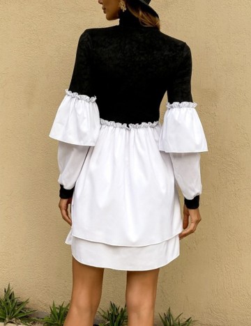 Rochie scurta Miss ord, alb-negru, S