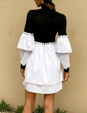 Rochie scurta Miss ord, alb-negru, S Alb