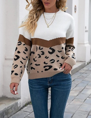 Bluza SHEIN, alb/maro, M