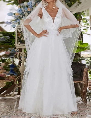 Rochie lunga Ever-Pretty, alb, XL