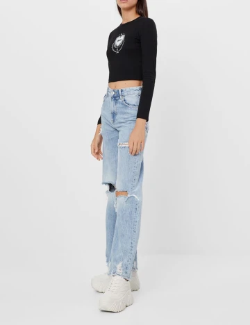 Top Bershka, negru, XS Negru