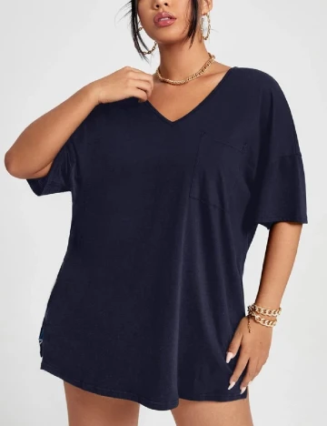 Tricou Oversize SHEIN CURVE, bleumarin Albastru